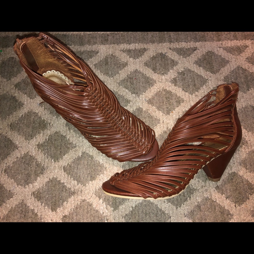 Brown Braided Heels